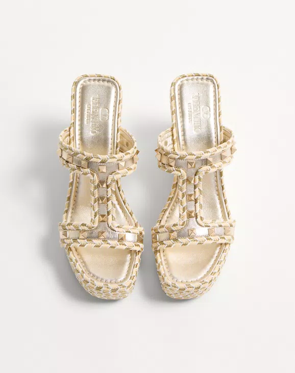 Valentino Rockstud Laminated Nappa Wedge Sandal 90 Mm - Image 5